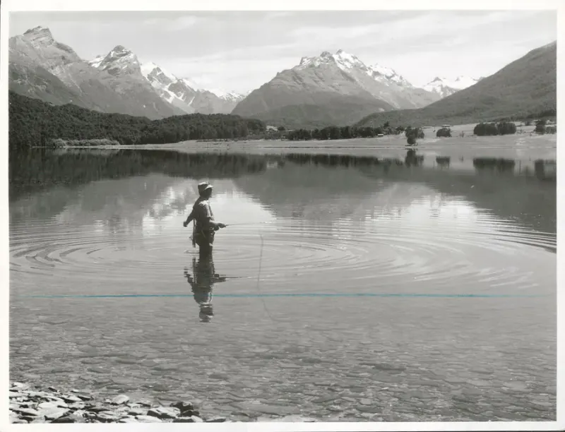 Fly fishing in Diamond Lake near Glenorchy